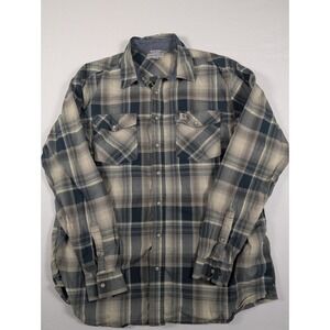 Carhartt Relaxed Fit Plaid Button Down Shirt Mens XL Tall Grey Blue 104443 G34
